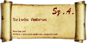 Szivós Ambrus névjegykártya